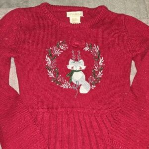 Girls Sweater Dress with Fox Motif